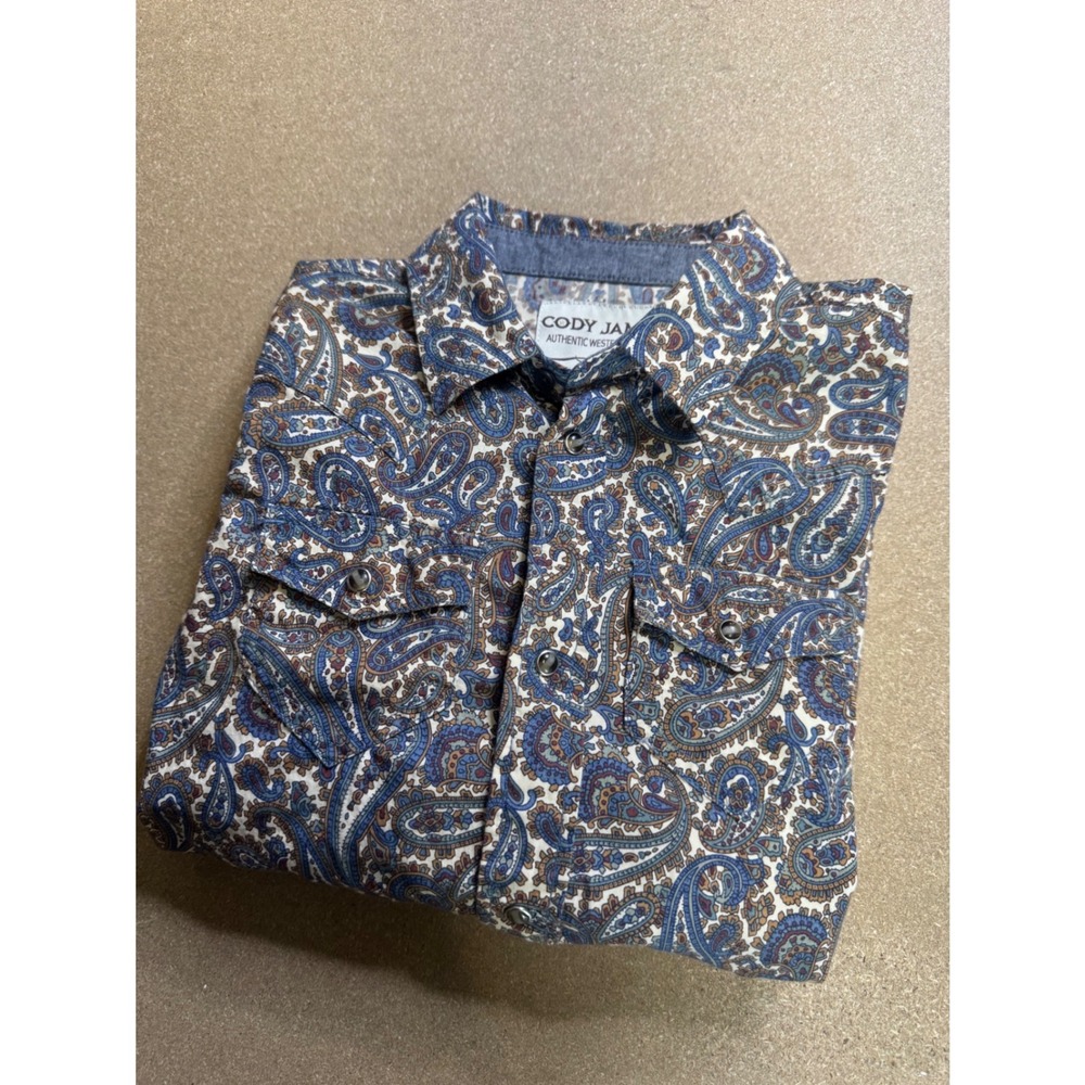 Cody James Kids Boys Paisley Western Shirt Long Sleeve Button Up‎ Size S